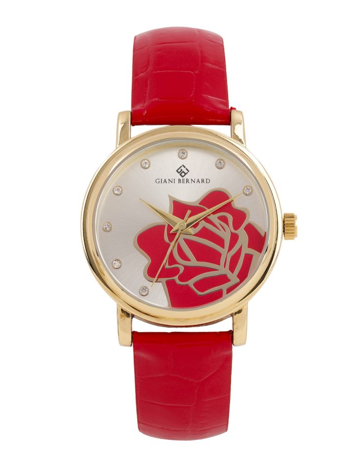 Buy Giani Bernard Women Silver Toned Red Analogue Watch GBL 03E