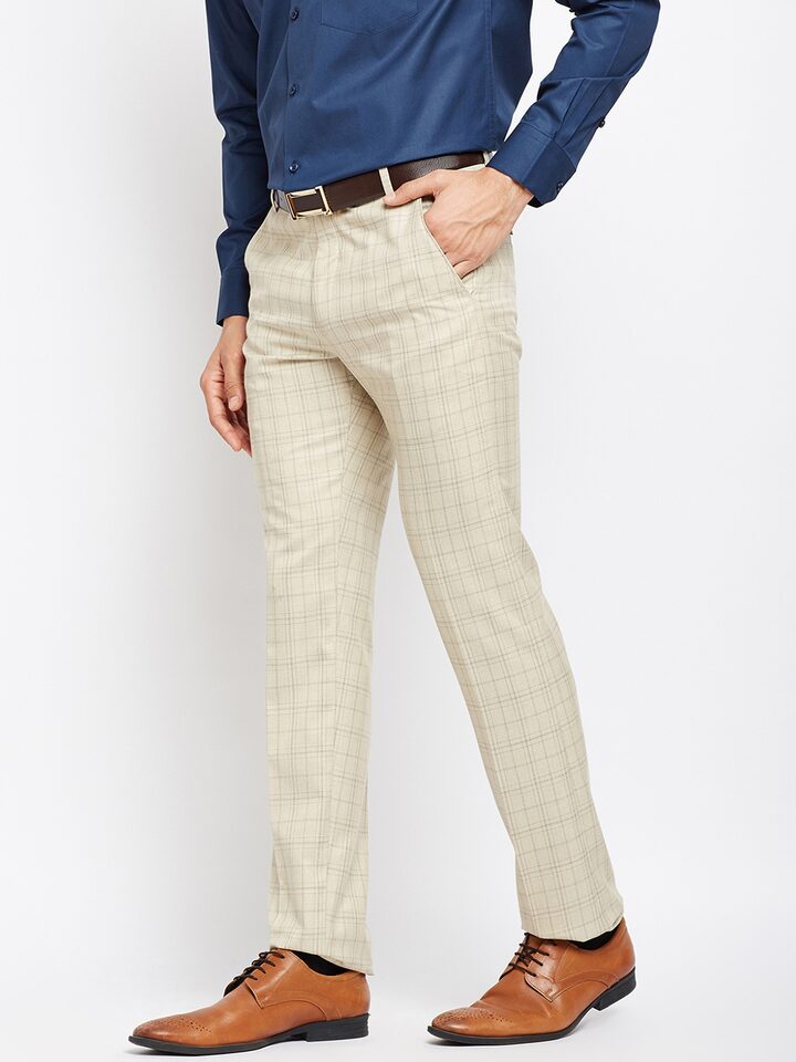Buy Men Cream Solid Slim Fit Formal Trousers Online  795951  Peter England