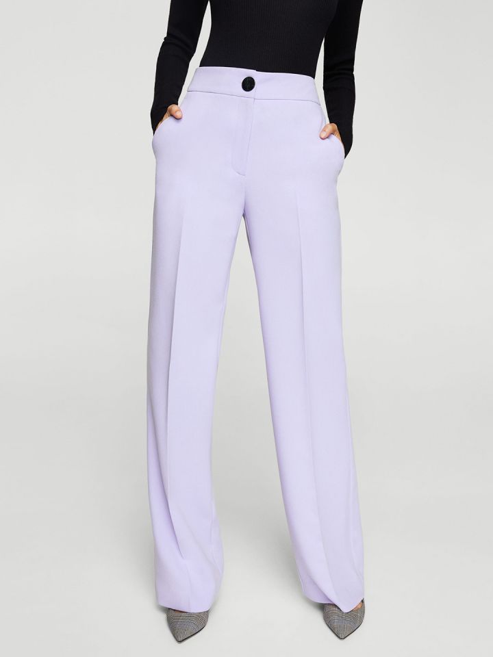 Buy Mango Women Lavender Regular Fit Solid Parallel Trousers Trousers For Women 5567606 Myntra