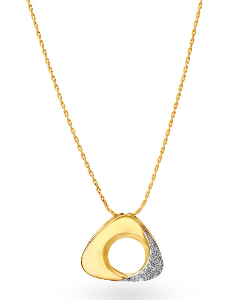 Buy Mia By Tanishq 14KT Yellow Gold Diamond Pendant With Triangle