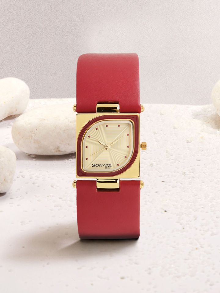 Buy Sonata Yuva Gents Women Red Analogue Watch NL8919YL04