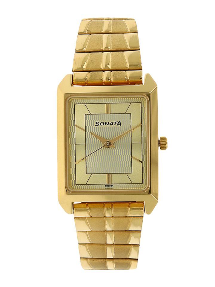 Buy Sonata Men Gold Toned Analogue Watch Watches for Men