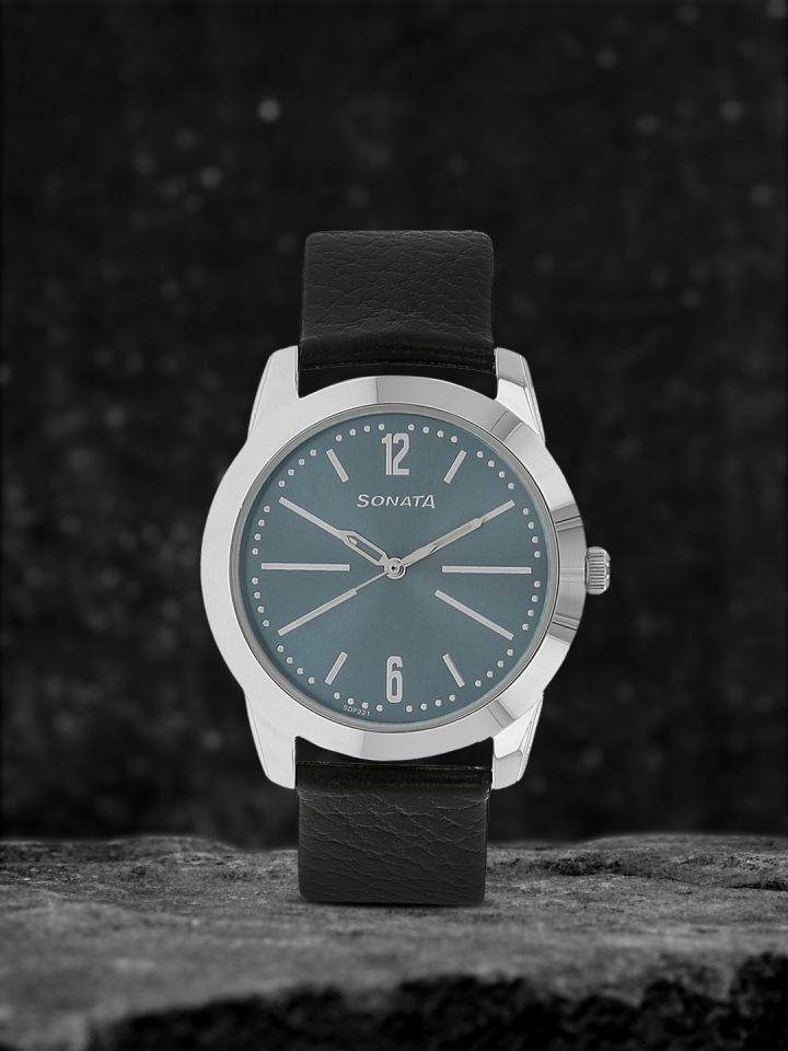 Buy Sonata Men Silver Toned Black Analogue Watch Watches for