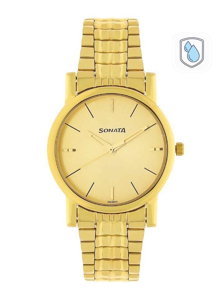 Buy Sonata Men Gold Toned Analogue Watch Watches for Men