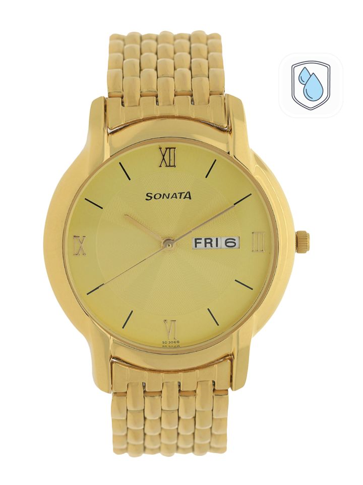 Sonata mens gold best sale watch