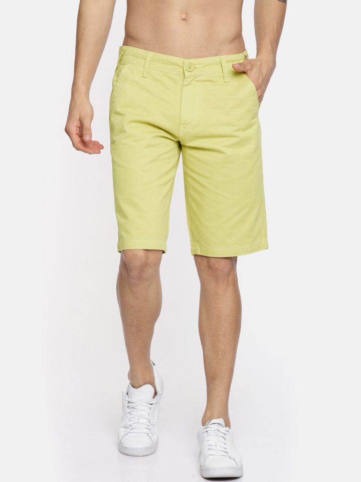 mens yellow chino shorts