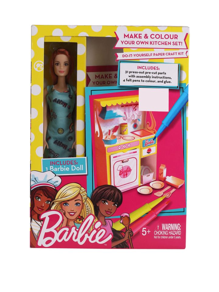 Mattel Pink Barbie Doll Kitchen DIY Set