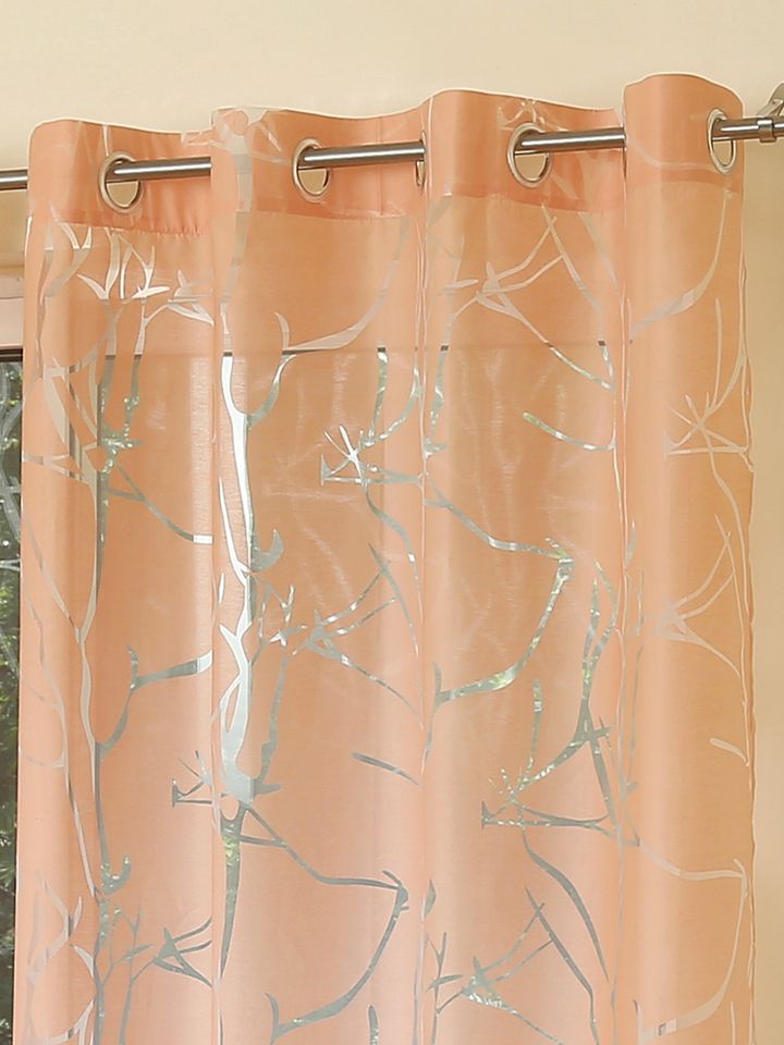 Buy Rosara Home Peach Coloured Sheer Window Curtains Curtains And Sheers For Unisex 5642165 Myntra