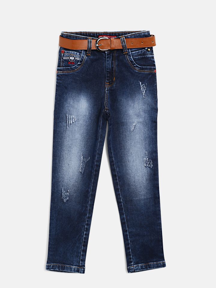 Buy Monte Carlo Boys Blue Mid Rise Mildly Distressed Stretchable