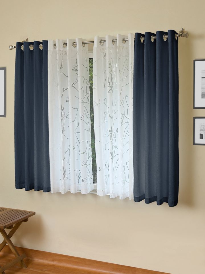 Buy Rosara Home Navy Blue White Set Of 4 Window Curtains Curtains And Sheers For Unisex 5647679 Myntra