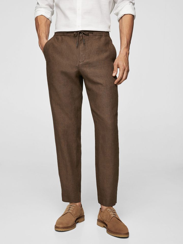 Weekday Mia linen mix trousers in brown  ASOS