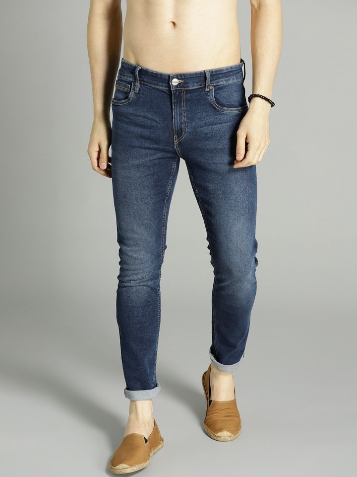 Buy Roadster Men Navy Blue Skinny Fit