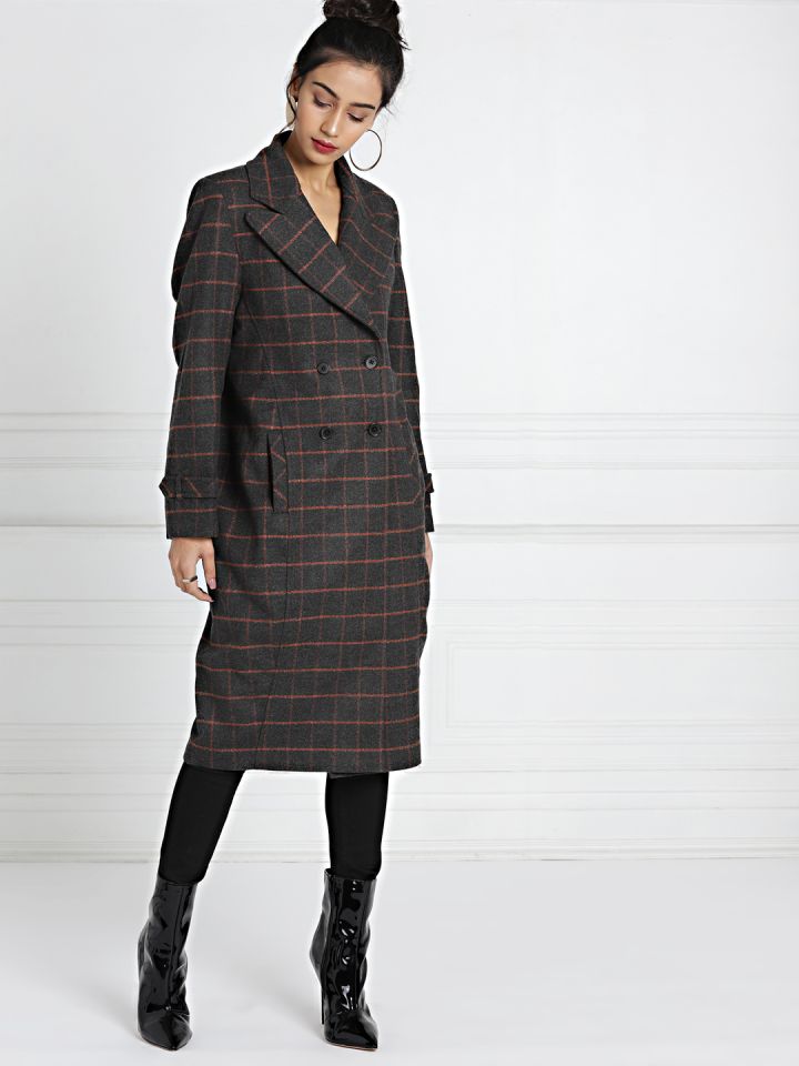 Grey check longline coat deals