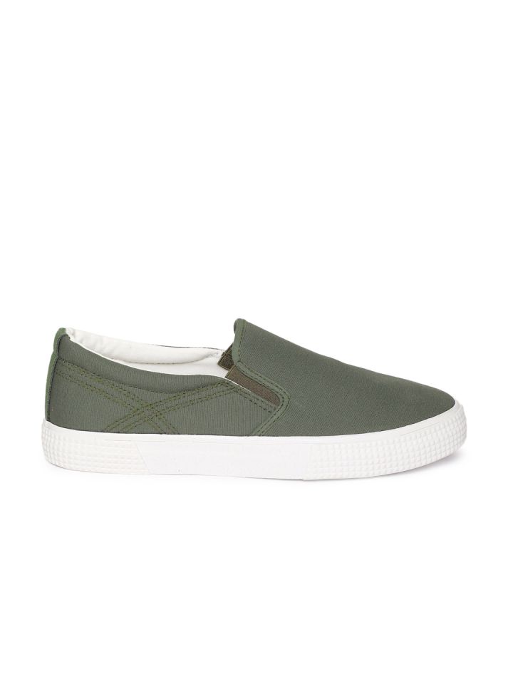 Buy GAS Men Olive Green Santamonica Slip On Sneakers Casual