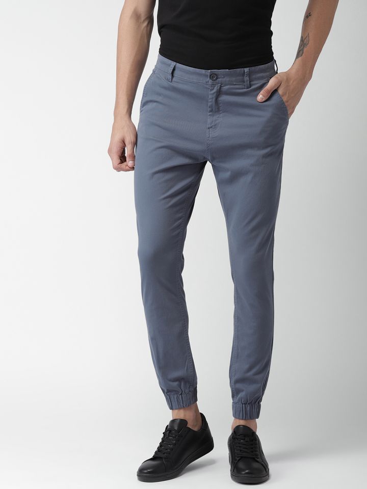 Buy HIGHLANDER Men Blue Slim Fit Solid Joggers Trousers for Men