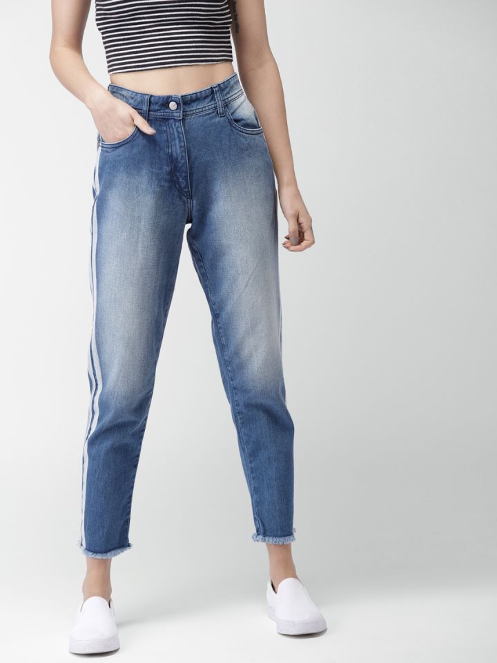 Mast Harbour Women Blue Boyfriend Fit Mid Rise Clean Look Jeans