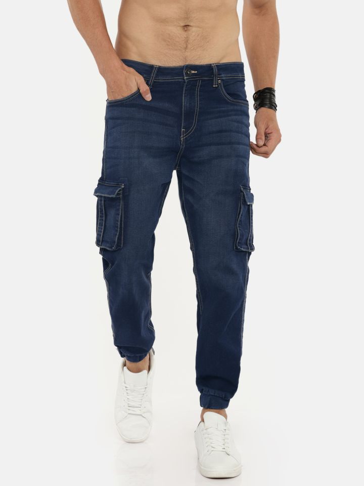 Buy Roadster Men Blue Regular Fit Low Rise Clean Look Stretchable