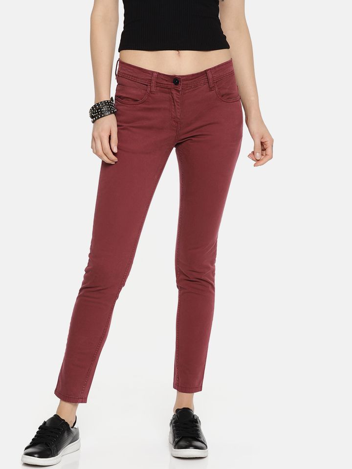 maroon skinny jeans womens