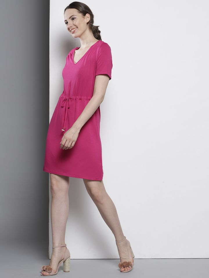 Buy DOROTHY PERKINS Women Magenta Solid A Line Dress Dresses for