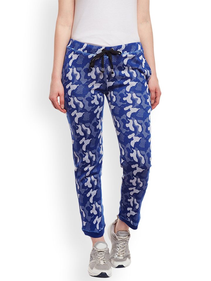 Buy VIMAL JONNEY Women Blue Grey Printed Track Pants Track