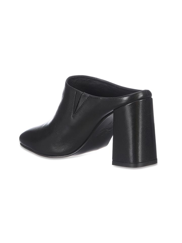 Saint G Women Black Leather Block Heel Mules
