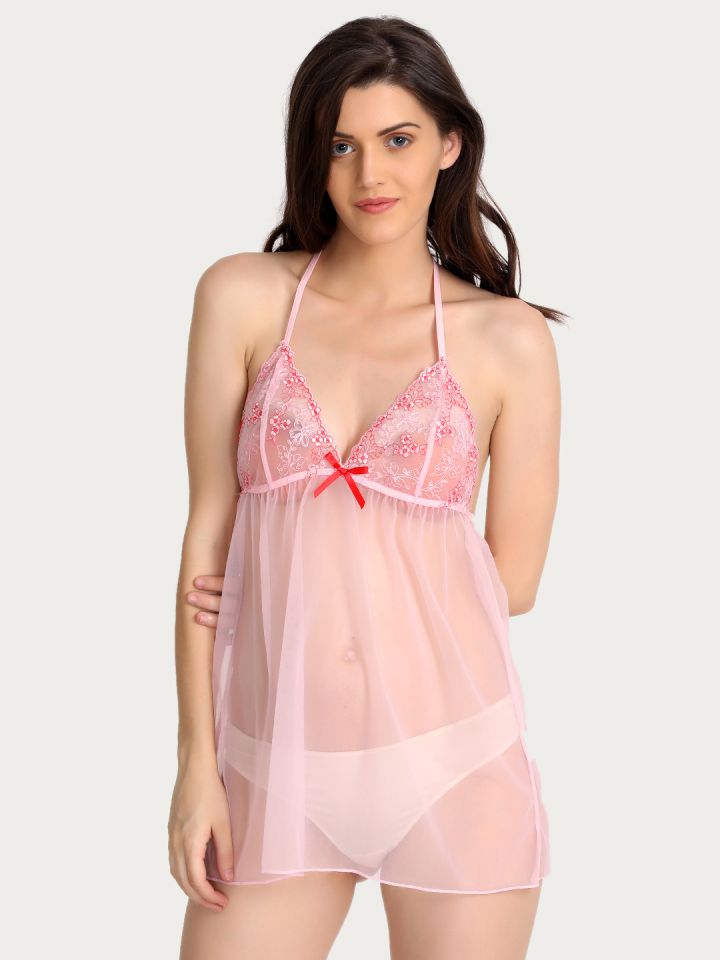 Buy Zivame Pink Self Design Baby Doll ZI7031FASHZPINK Baby
