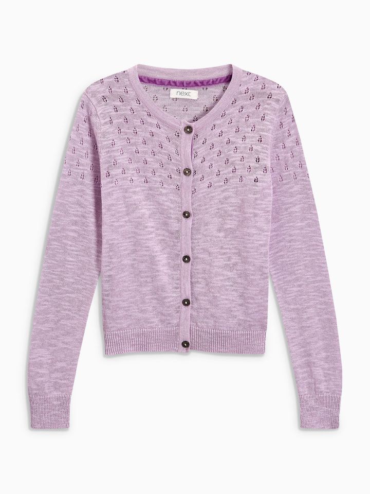 Buy Next Girls Purple Self Design Cardigan Sweaters for Girls