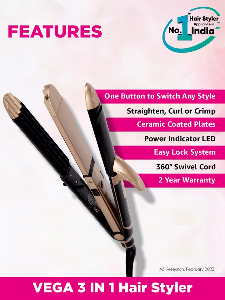 Buy VEGA VHSCC 01 3 In 1 Hair Styler Black & Gold Toned - Hair Appliance  for Women 5911028 | Myntra