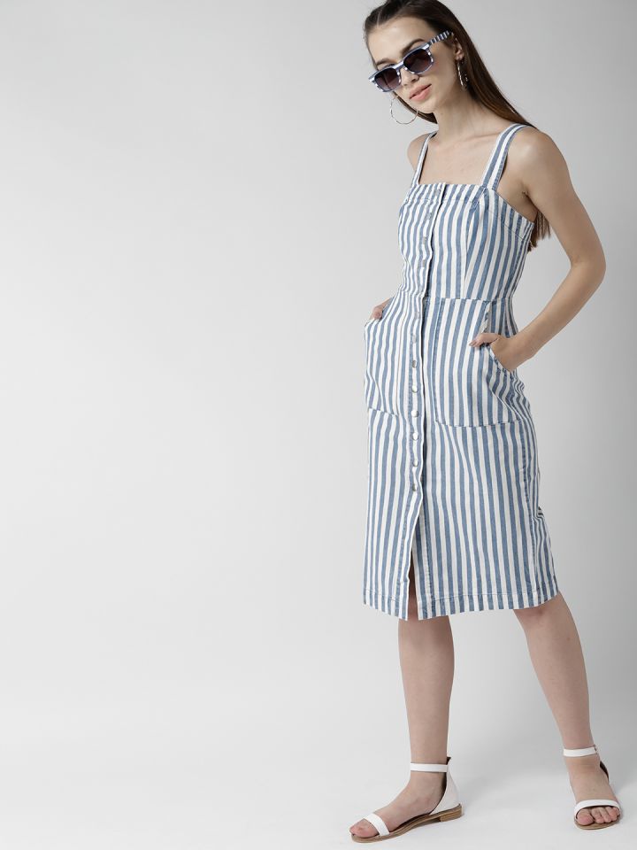 Forever 21 blue and white hot sale striped dress