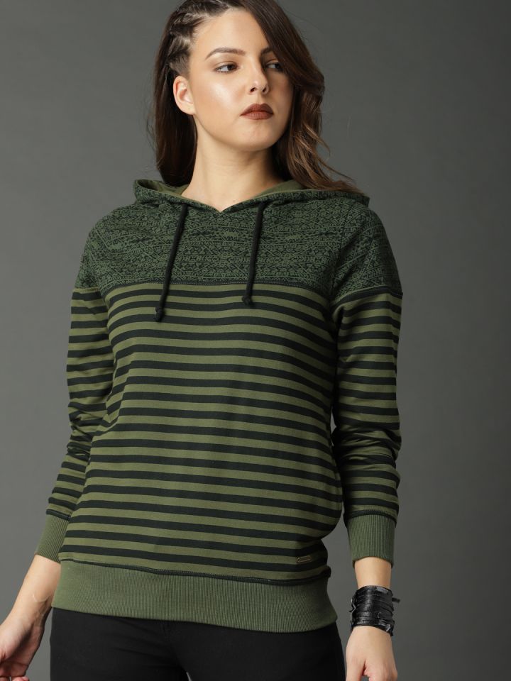 Green and black sweatshirt top