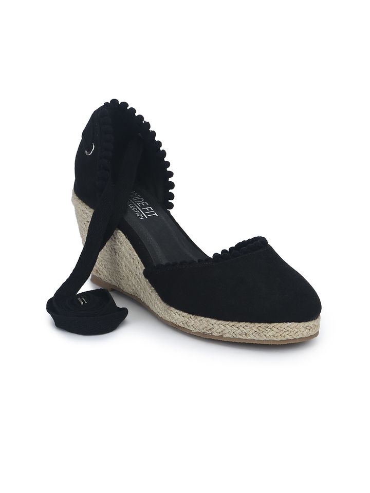 Buy Truffle Collection Women Black Solid Wedges - Heels for Women 5972677 |  Myntra