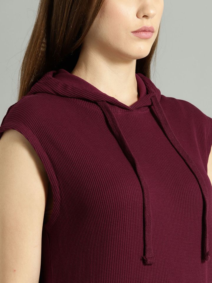 Maroon sales sleeveless hoodie