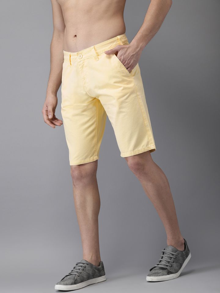 mens yellow chino shorts