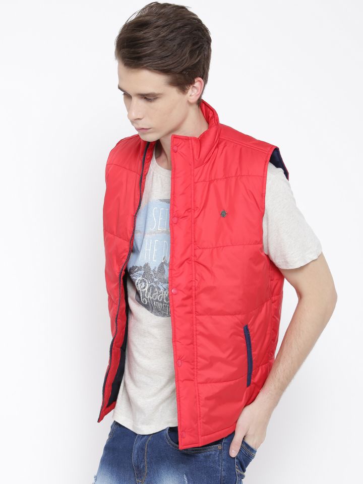 Peter England Red Sleeveless Jacket