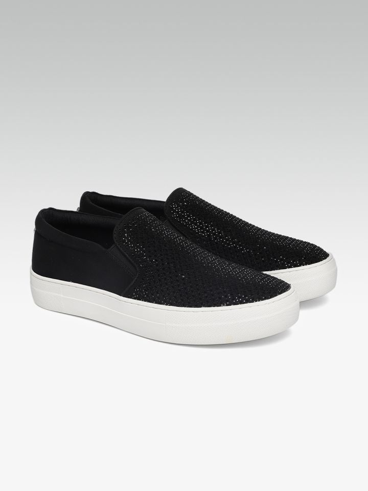 Steve madden women's black slip ons deals
