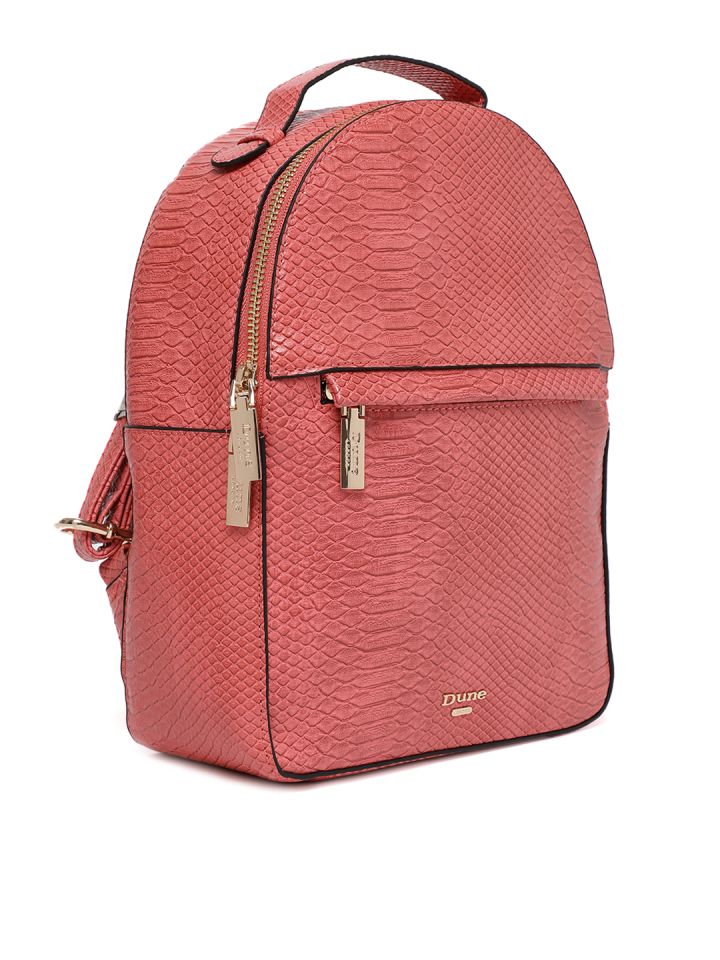Dune London Women Red Cydney Croc Textured Backpack