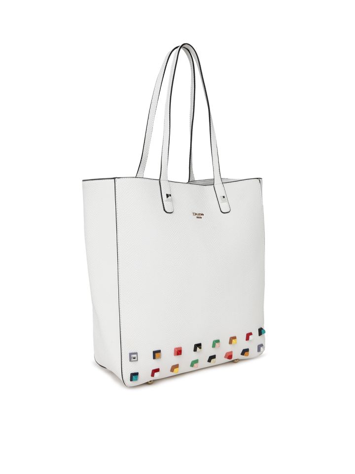 Dune London White Embellished Tote Bag