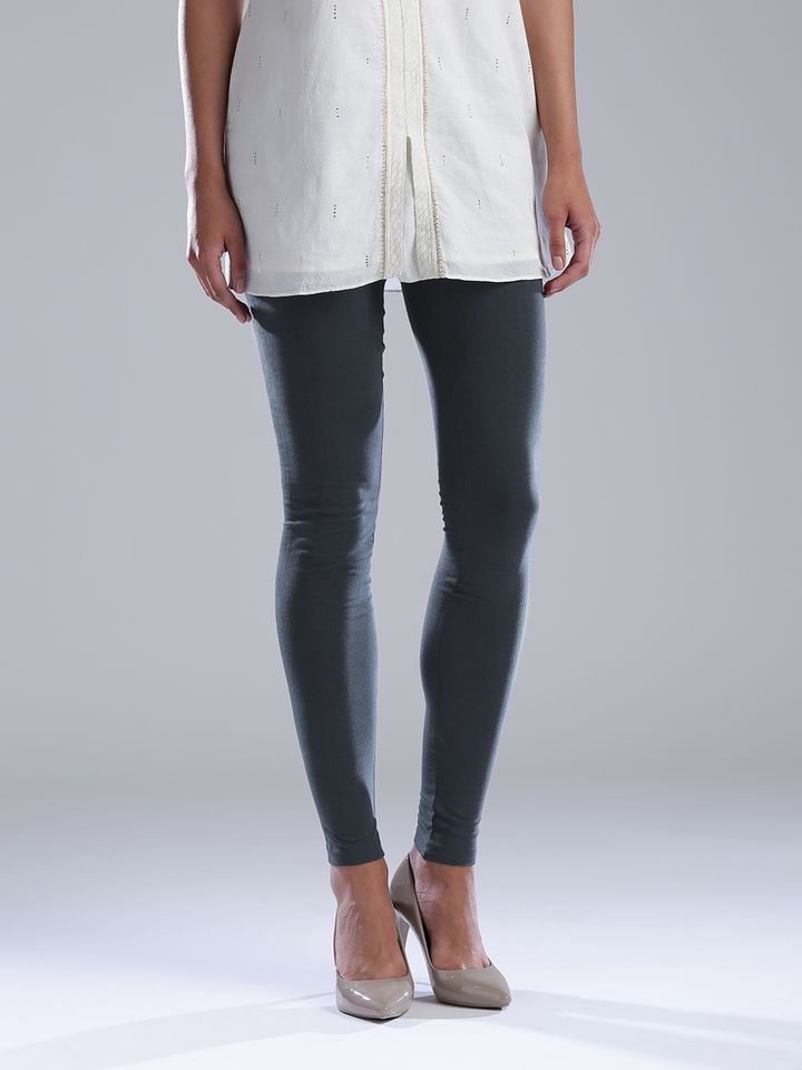 Buy W Women Blue Churidar Leggings 