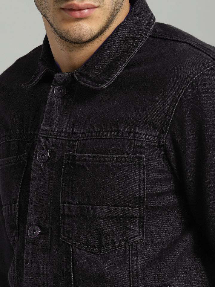 Black denim best sale jacket mens myntra