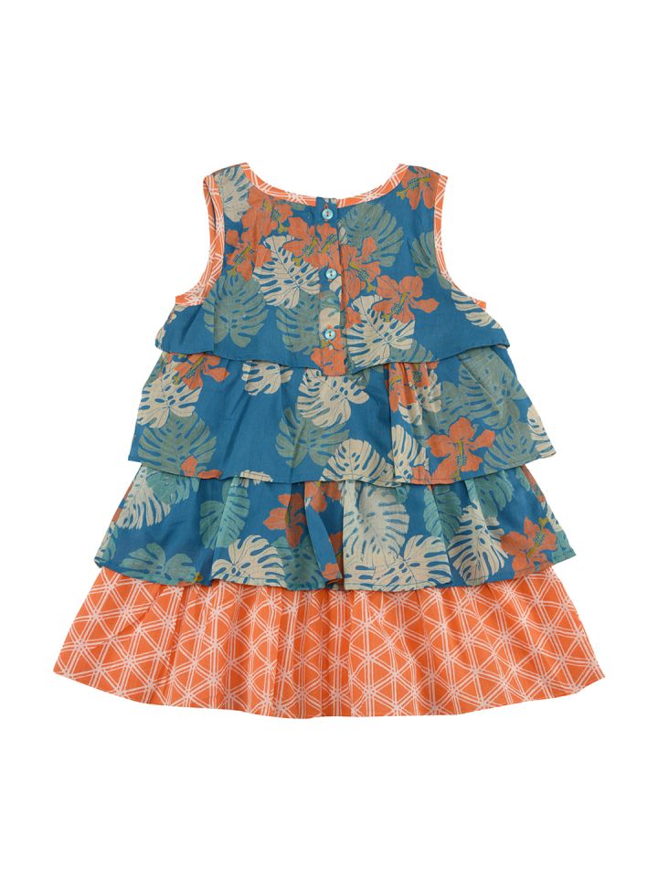 Buy My Little Lambs Girls Blue Printed A Line Dress Dresses For
