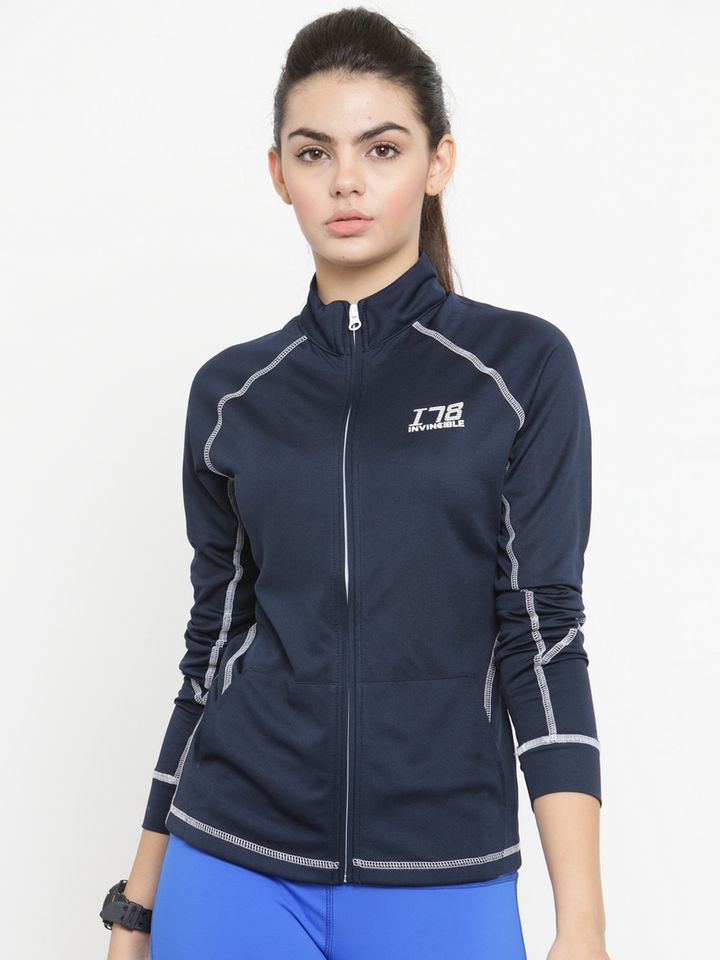 Buy Invincible Women Navy Blue Solid Lightweight Sporty Jacket Jackets For Women 6500379 Myntra