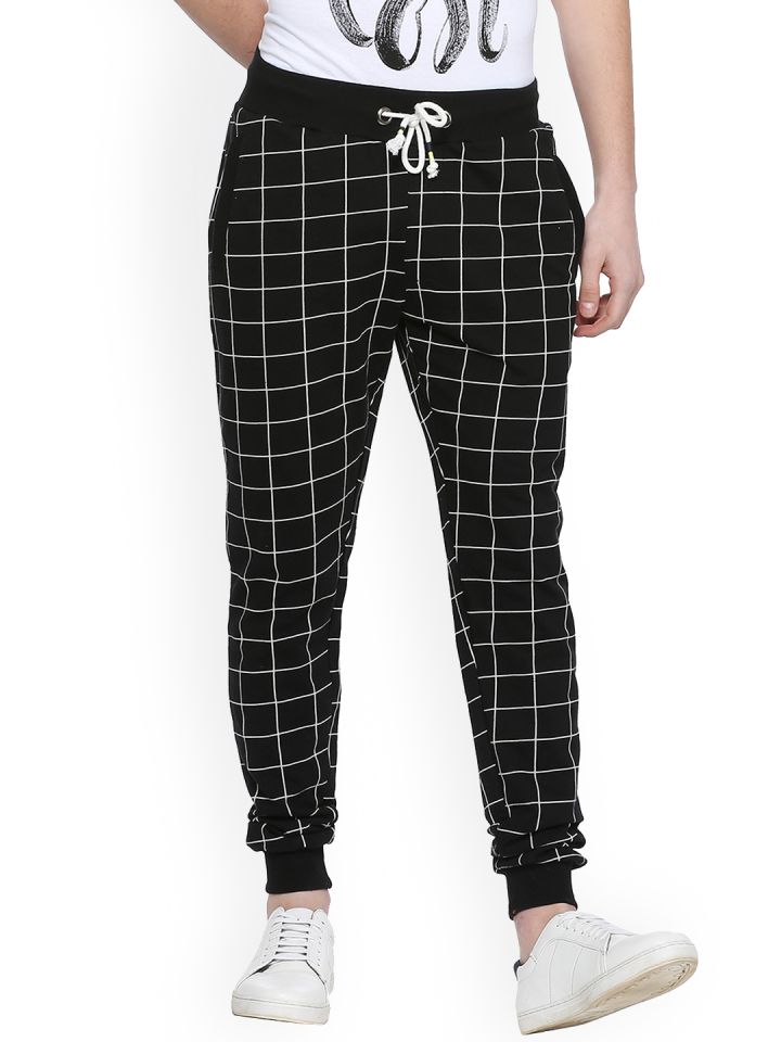 Mens checked joggers clearance