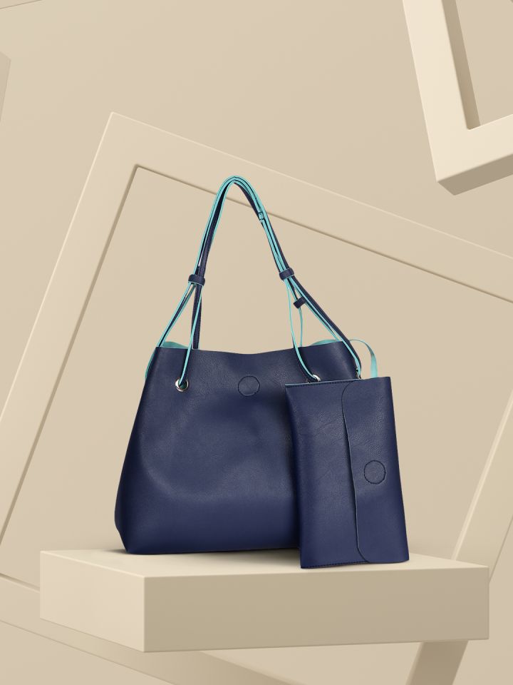 Buy OsaiZ Blue Solid Tote Bag Handbags for Women 6515310 Myntra