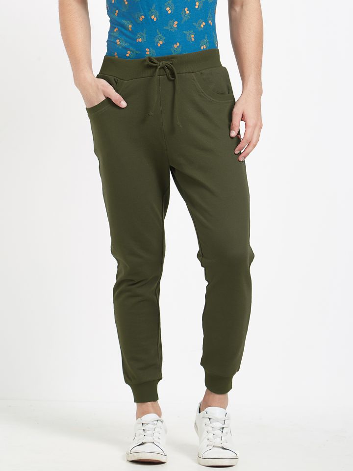 GULLY Men Olive Green Solid Joggers