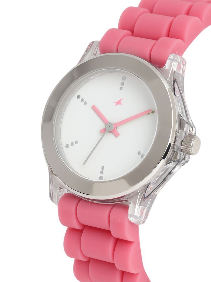 Buy Fastrack Women White Pink Analogue Watch NK9827PP07