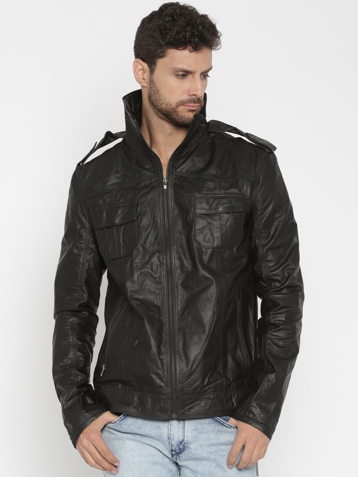 BARESKIN Men Black Leather Jacket