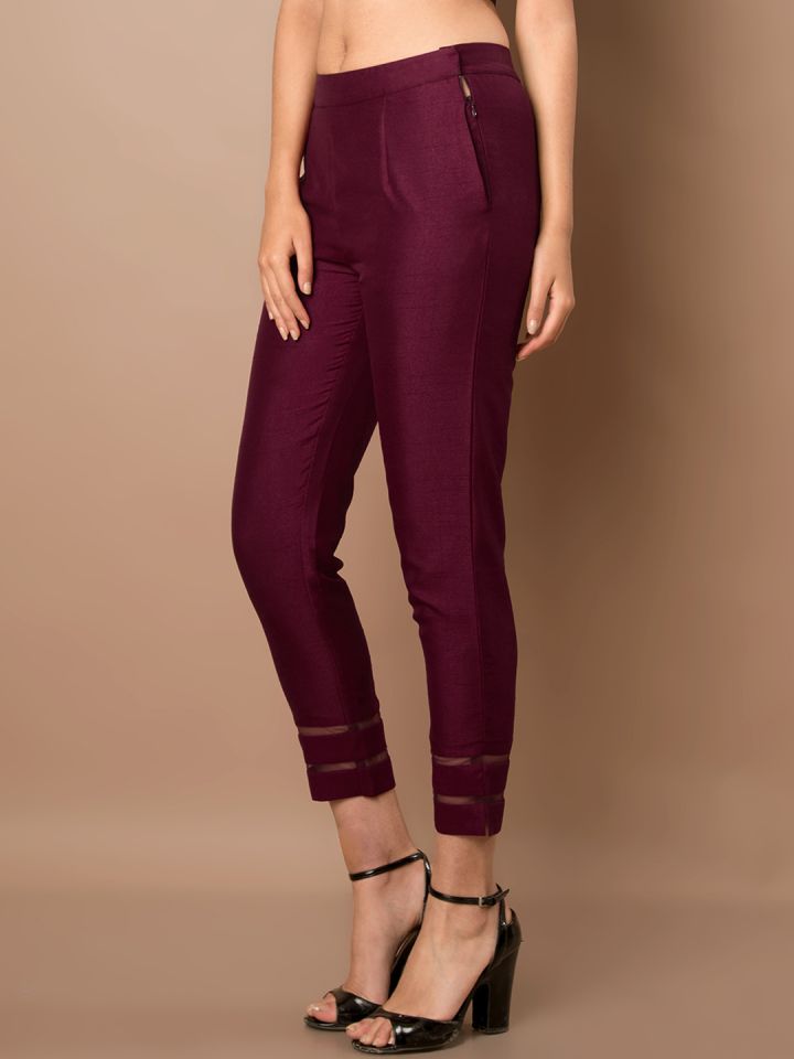 Buy online Purple Solid Cigarette Pants Trouser from bottom wear for Women  by W for 599 at 45 off  2023 Limeroadcom