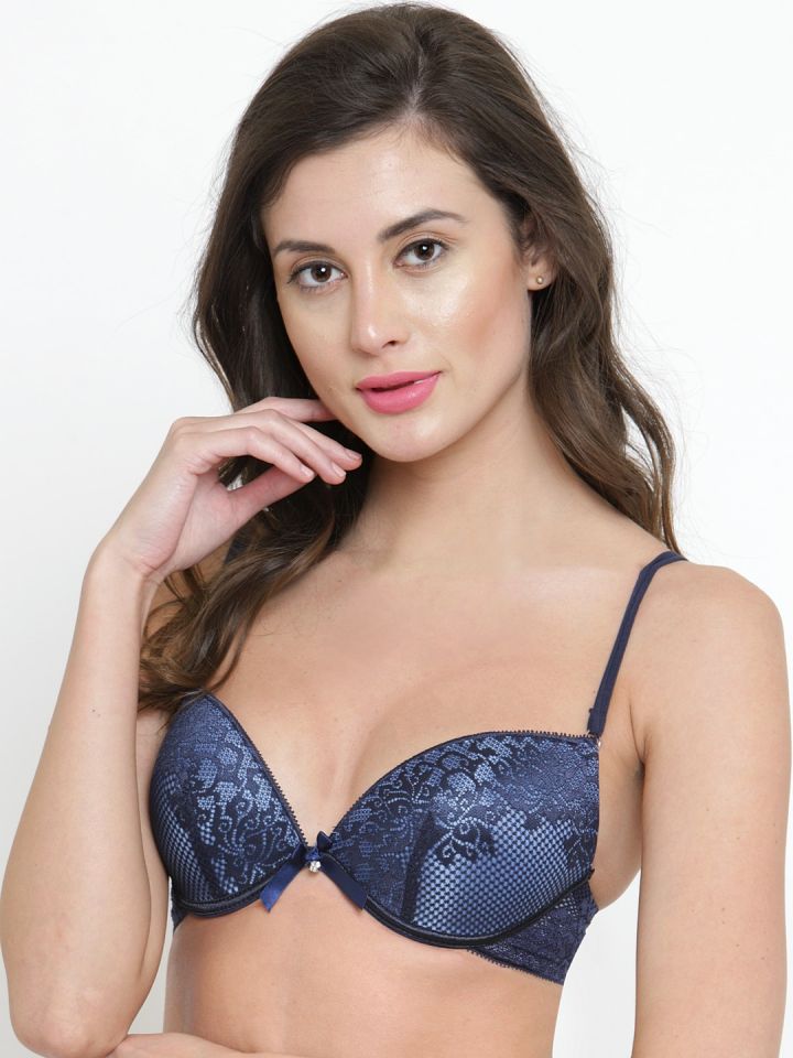 Buy PrettyCat Blue Lace Underwired Heavily Padded Push Up Bra PC