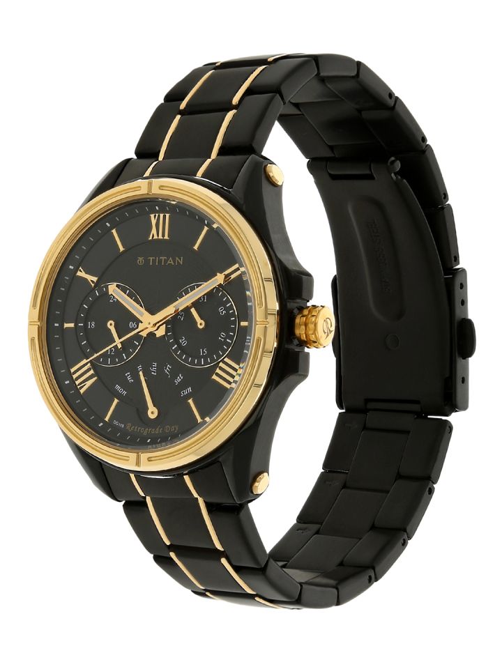 Titan Men Black Gold Toned Analogue Watch NK1717KM02