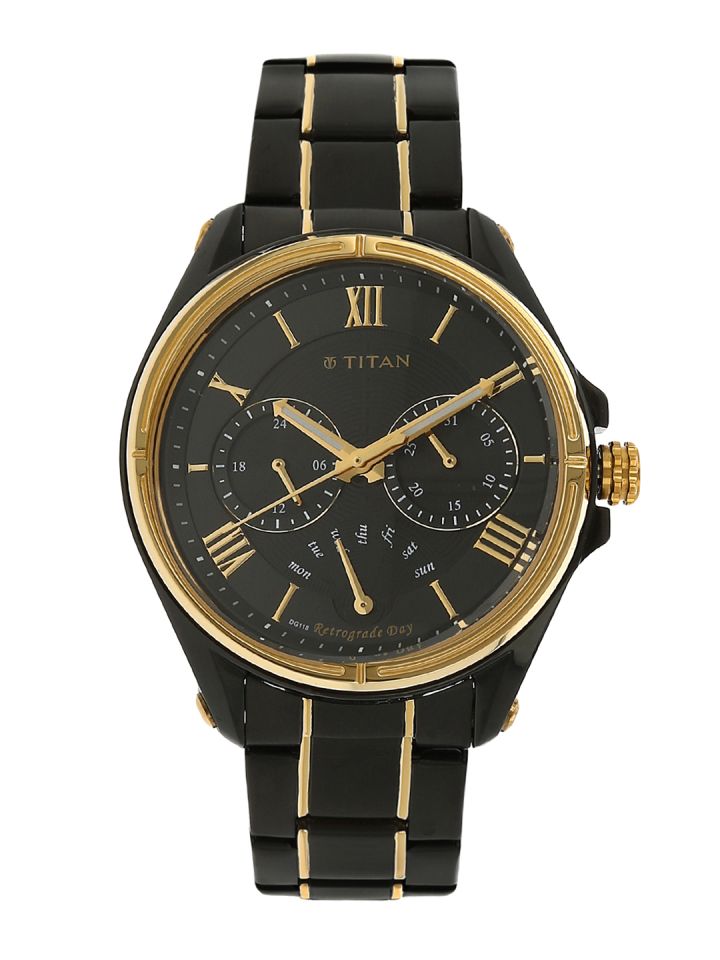 Titan watch hotsell black and gold